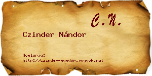 Czinder Nándor névjegykártya